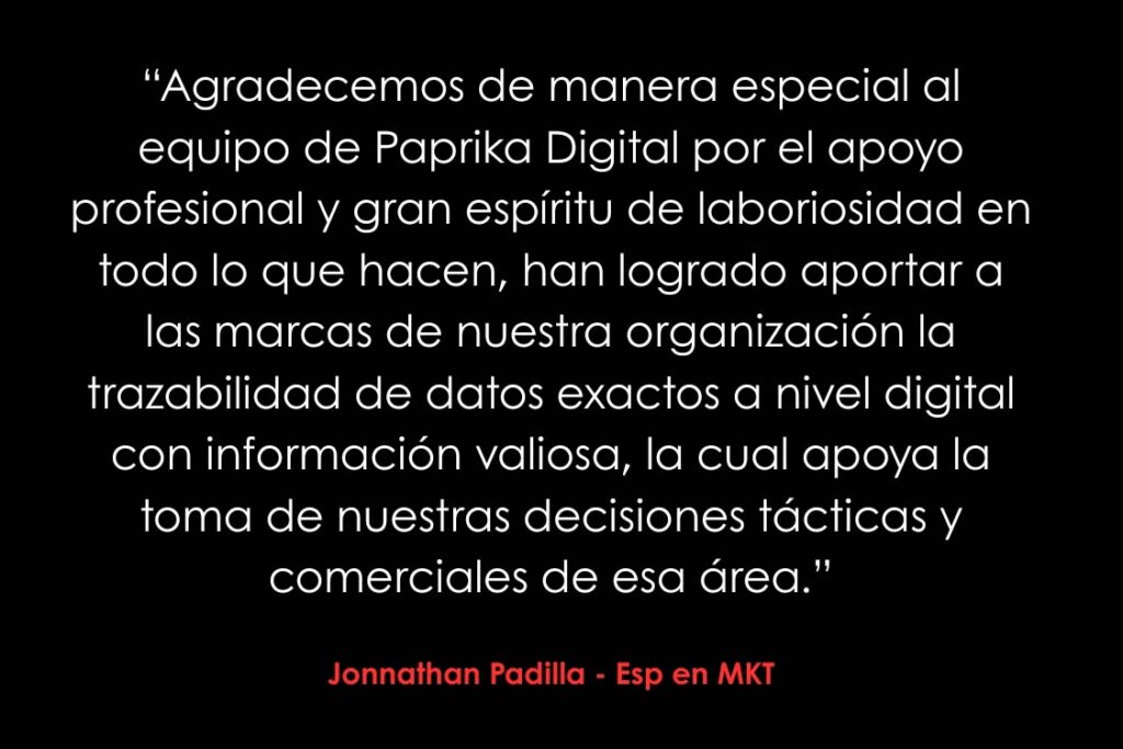 Resultado de testimonios de clientes de Paprika Digital desarrollado por Paprika Digital