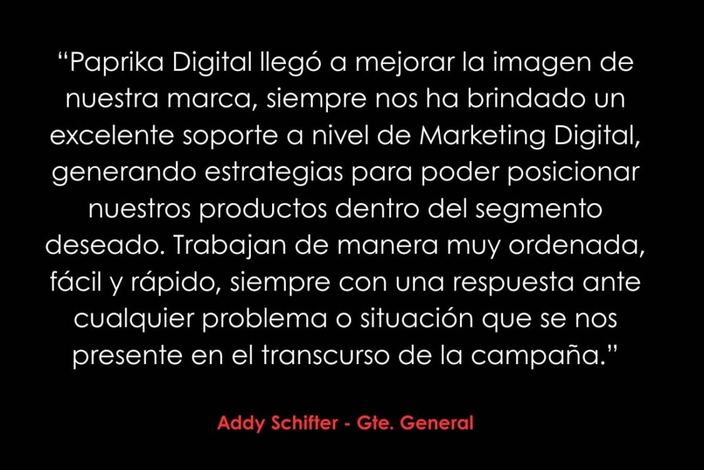 Resultado de testimonios de clientes de Paprika Digital desarrollado por Paprika Digital