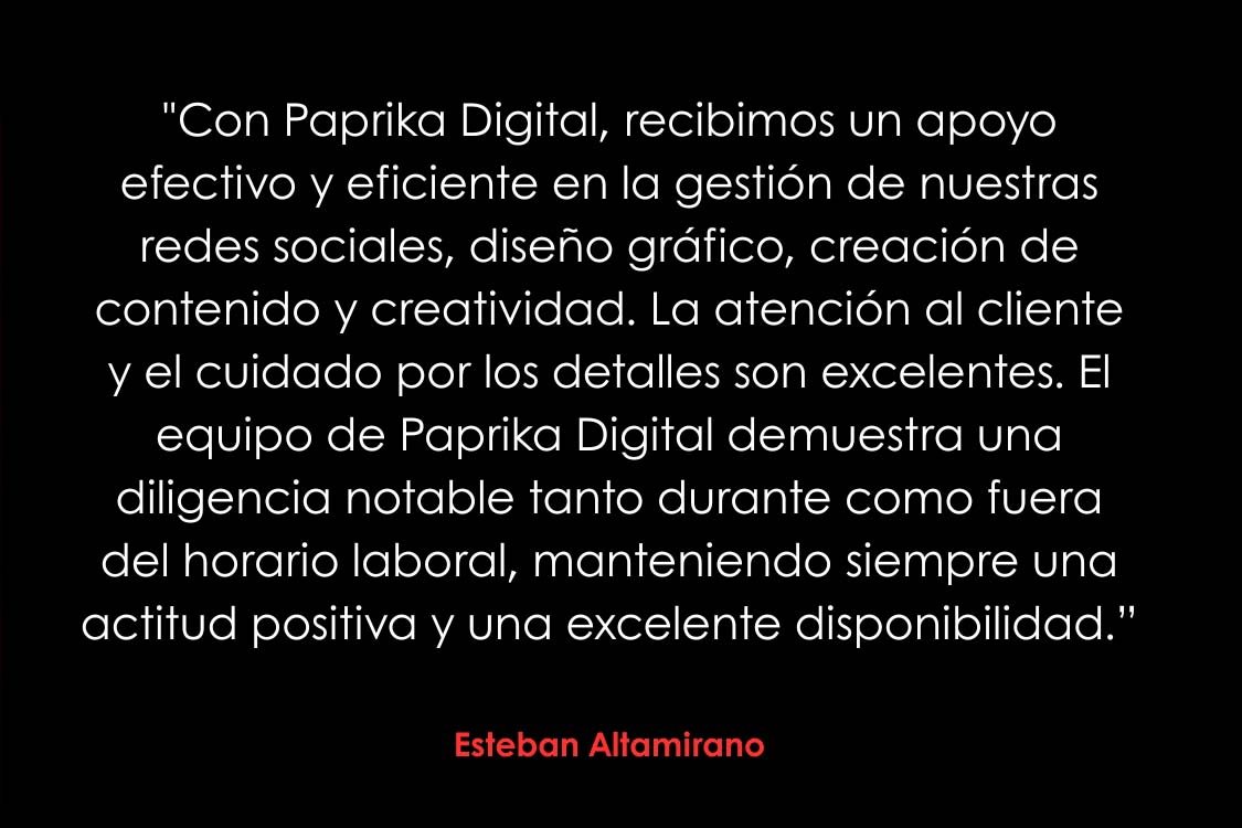 Resultado de testimonios de clientes de Paprika Digital desarrollado por Paprika Digital