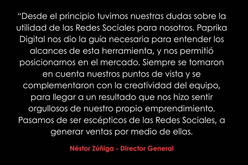 Resultado de testimonios de clientes de Paprika Digital desarrollado por Paprika Digital