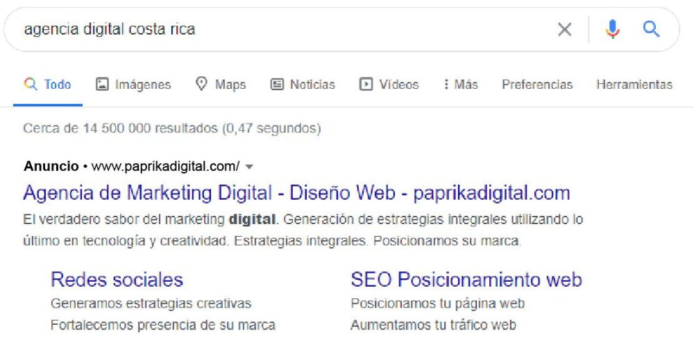 Ejemplo de Paid Media realizado por Paprika Digital